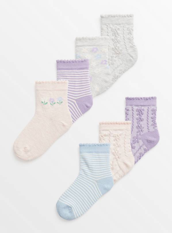 Floral Ankle Socks 7 Pack 4-5.5